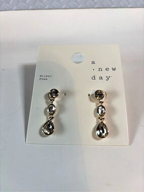 a new day Linear Circle Oval Teardrop Dangle Earrings Crystal Drop Earrings